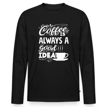 Les amateurs de café sont toujours une bonne idée - T-shirt manches longues Premium bio Homme - noir - Devant - Nico (187cm)