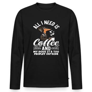 Amateur de café : tout ce dont j'ai besoin, c'est de café - T-shirt manches longues Premium bio Homme - noir - Devant - Nico (187cm)