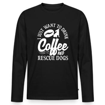 Un amateur de café sauve le plaisir des chiens - T-shirt manches longues Premium bio Homme - noir - Devant - Nico (187cm)