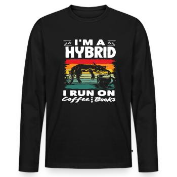 Conception d'amateur de livres de café hybrides - T-shirt manches longues Premium bio Homme - noir - Devant - Nico (187cm)