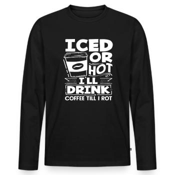 Amateur de café, je bois du café jusqu'à ce que je - T-shirt manches longues Premium bio Homme - noir - Devant - Nico (187cm)
