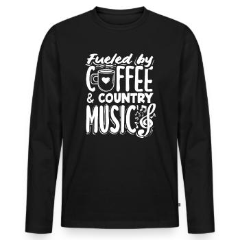Amateurs de café avec de la musique country - T-shirt manches longues Premium bio Homme - noir - Devant - Nico (187cm)
