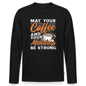 Amateur de café Assemblée forte - T-shirt manches longues Premium bio Homme - noir - Devant - Nico (187cm)