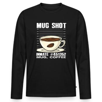 Coffee Lovers Mug Shot Inmate Design - Men's Premium Organic Long Sleeve Shirt - black - Front - Nico (187cm)