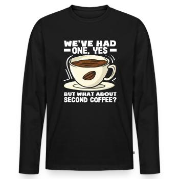 Coffee Lovers Second Coffee Slogan - T-shirt manches longues Premium bio Homme - noir - Devant - Nico (187cm)