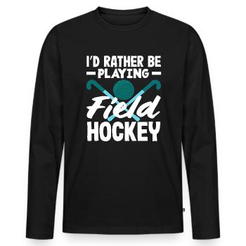 Prefer to play field hockey - Men's Premium Organic Long Sleeve Shirt - black - Front - Nico (187cm)