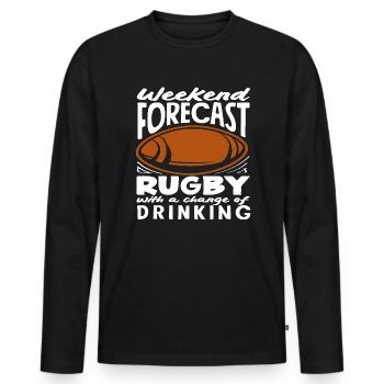 Wochenende Prognose Rugby Spieler Spaß - Männer Premium Bio Langarmshirt - Schwarz - Vorne - Nico (187cm)