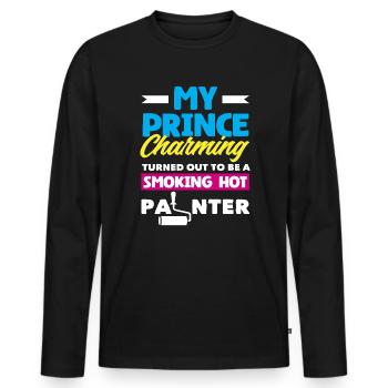 My Prince Charming is a hot painter - Men's Premium Organic Long Sleeve Shirt - black - Front - Nico (187cm)