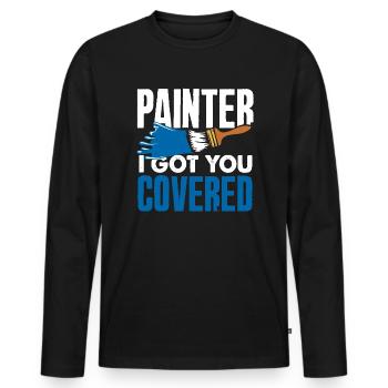 Maler Ich Hab Dich Im Griff - Männer Premium Bio Langarmshirt - Schwarz - Vorne - Nico (187cm)
