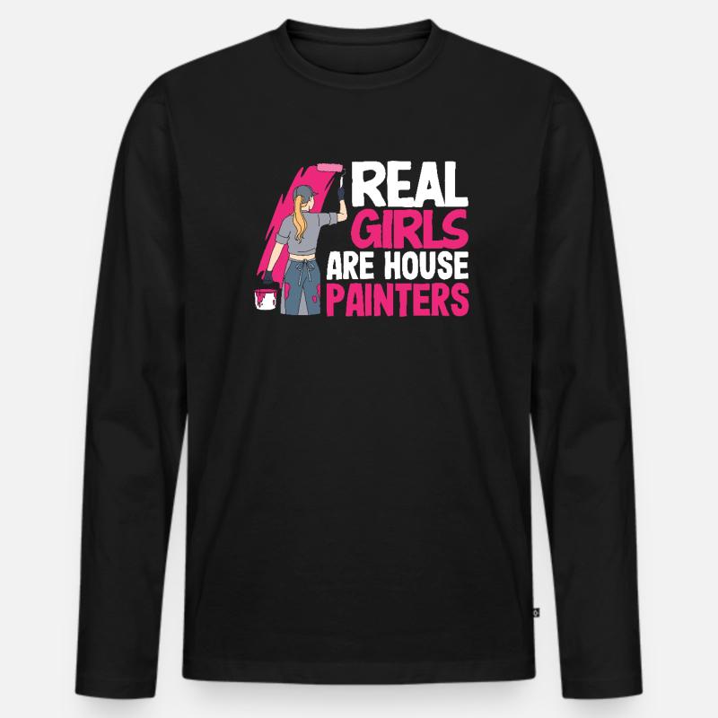 Echte Mädchen Sind Hausmalerinnen - Männer Premium Bio Langarmshirt - Schwarz