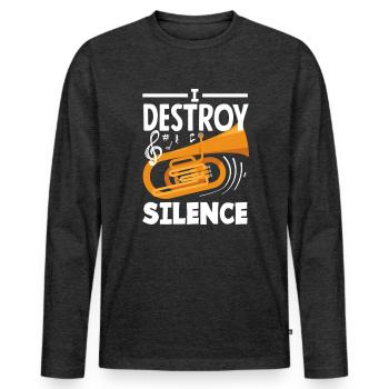 Tubiste I Destroy The Silence - T-shirt manches longues Premium bio Homme - anthracite chiné - Devant - Nico (187cm)