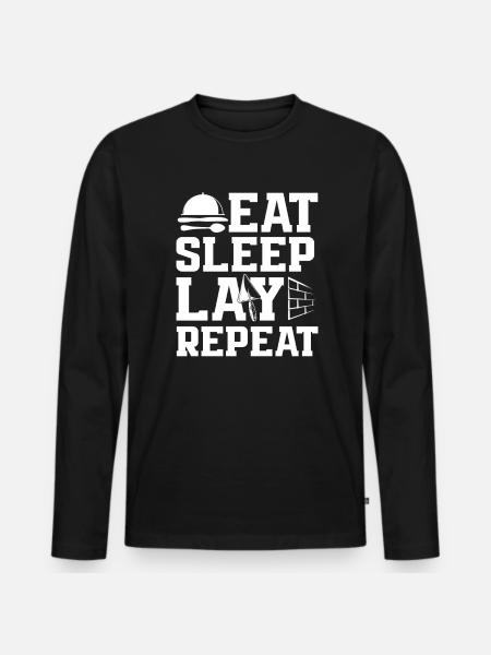 Maurer Eat Sleep Lay Repeat - Men's Premium Organic Long Sleeve Shirt - black