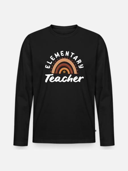 Grundschullehrerin Retro-regenbogen-design - Männer Premium Bio Langarmshirt - Schwarz