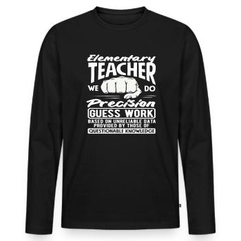Enseignant à l’école primaire Précision Devinettes Travail Humour - T-shirt manches longues Premium bio Homme - noir - Devant - Nico (187cm)