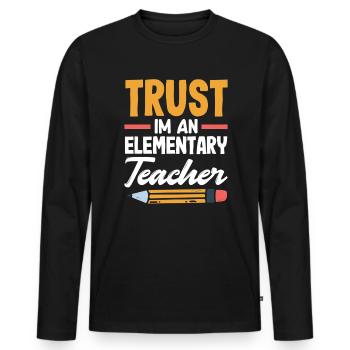Confiance de l’enseignant du primaire Je suis un enseignant du primaire - T-shirt manches longues Premium bio Homme - noir - Devant - Nico (187cm)