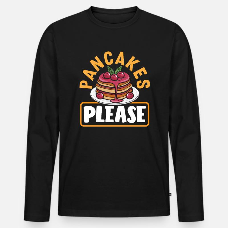 Pfannkuchen Bitte Lustiges Frühstück - Männer Premium Bio Langarmshirt - Schwarz