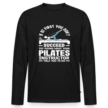 Réussir le Pilates avec les instructions de l'instructeur - T-shirt manches longues Premium bio Homme - noir - Devant - Nico (187cm)