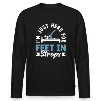 Pilates : juste là pour les pieds en sangles - T-shirt manches longues Premium bio Homme - noir - Devant - Nico (187cm)