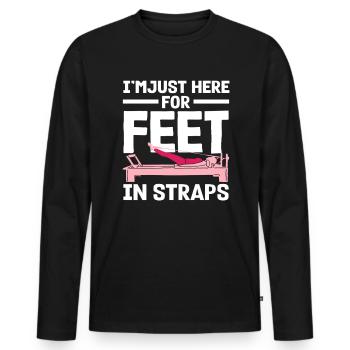 Pilates Je suis juste là pour les pieds dans les sangles - T-shirt manches longues Premium bio Homme - noir - Devant - Nico (187cm)