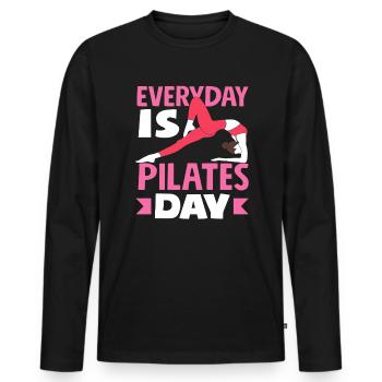 Pilates Ist Dein Tägliches Ritual - Männer Premium Bio Langarmshirt - Schwarz - Vorne - Nico (187cm)