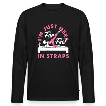 Pilates Je suis juste là pour les pieds dans les sangles - T-shirt manches longues Premium bio Homme - noir - Devant - Nico (187cm)