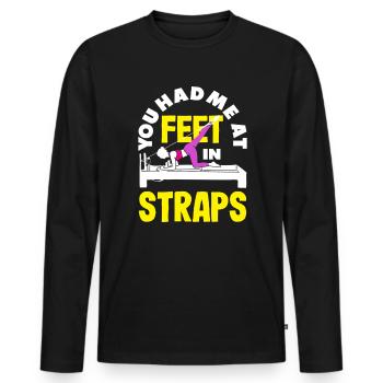 Pilates Tu m’as eu par les pieds dans les sangles - T-shirt manches longues Premium bio Homme - noir - Devant - Nico (187cm)