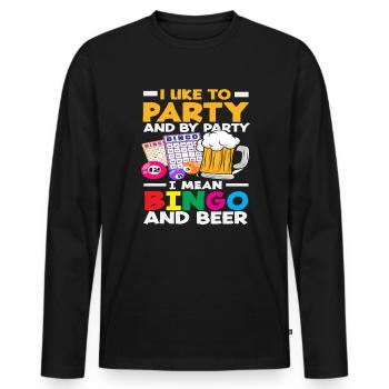 Bingo et bière pour le joueur de bingo - T-shirt manches longues Premium bio Homme - noir - Devant - Nico (187cm)