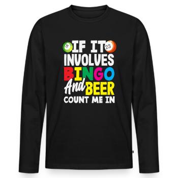 Bingo Player Bière et Bingo Fun - T-shirt manches longues Premium bio Homme - noir - Devant - Nico (187cm)