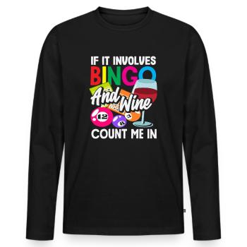 Joueurs de bingo lorsqu’il s’agit de bingo et de vin - T-shirt manches longues Premium bio Homme - noir - Devant - Nico (187cm)