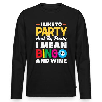 Bingo Et Fête Du Vin Fun Design - T-shirt manches longues Premium bio Homme - noir - Devant - Nico (187cm)