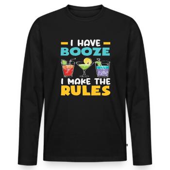 J’ai de l’alcool Je fais les règles Barman - T-shirt manches longues Premium bio Homme - noir - Devant - Nico (187cm)