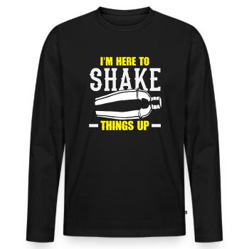 Ich Bin Hier Um Als Barkeeper Stimmung Zu Machen - Männer Premium Bio Langarmshirt - Schwarz - Vorne - Nico (187cm)