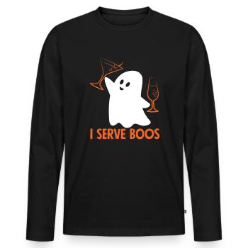 Un barman fantôme sert des huées - T-shirt manches longues Premium bio Homme - noir - Devant - Nico (187cm)