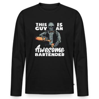 Ce gars est un super barman - T-shirt manches longues Premium bio Homme - noir - Devant - Nico (187cm)