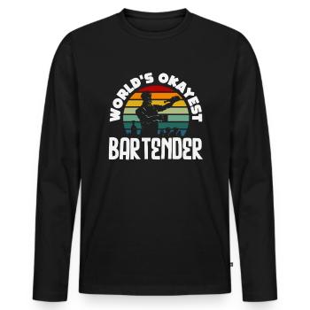 Le meilleur design de barman Okay au monde - T-shirt manches longues Premium bio Homme - noir - Devant - Nico (187cm)
