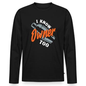 Barman Je connais aussi le propriétaire - T-shirt manches longues Premium bio Homme - noir - Devant - Nico (187cm)