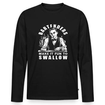 Barkeeper Machen Es Lustig Zu Schlucken - Männer Premium Bio Langarmshirt - Schwarz - Vorne - Nico (187cm)