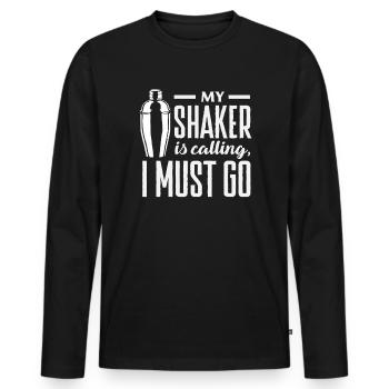 Mon shaker appelle le devoir de barman - T-shirt manches longues Premium bio Homme - noir - Devant - Nico (187cm)