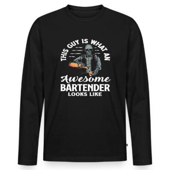 So Sieht Ein Toller Barkeeper Aus - Männer Premium Bio Langarmshirt - Schwarz - Vorne - Nico (187cm)