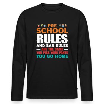 Preschool Rules and Bar Rules for Bartenders - Men's Premium Organic Long Sleeve Shirt - black - Front - Nico (187cm)