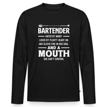 Bartender hated by many loved by many - Men's Premium Organic Long Sleeve Shirt - black - Front - Nico (187cm)