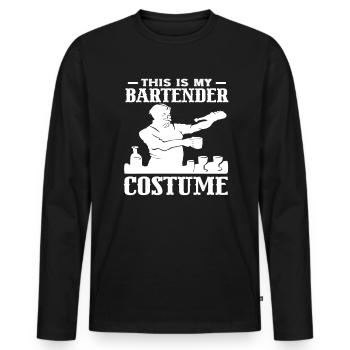 C’est mon costume de barman - T-shirt manches longues Premium bio Homme - noir - Devant - Nico (187cm)