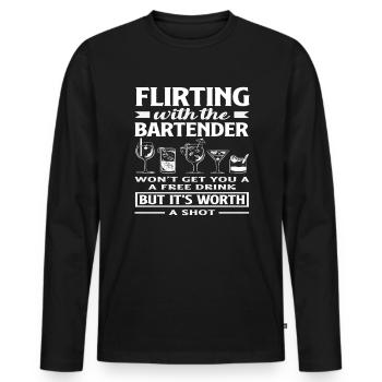 Flirter avec le barman en vaut la peine - T-shirt manches longues Premium bio Homme - noir - Devant - Nico (187cm)