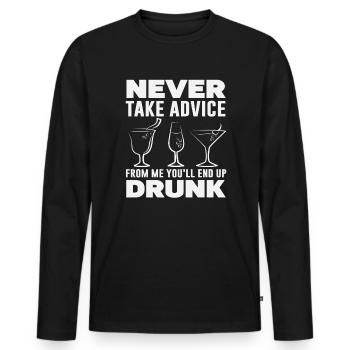 Bartender Humor Never Sober Advice - Men's Premium Organic Long Sleeve Shirt - black - Front - Nico (187cm)