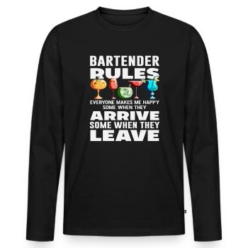 Barkeeper Regeln Jeder Macht Mich Glücklich - Männer Premium Bio Langarmshirt - Schwarz - Vorne - Nico (187cm)