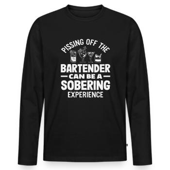 Barkeeper Erfahrung Kann Ernüchternd Sein - Männer Premium Bio Langarmshirt - Schwarz - Vorne - Nico (187cm)