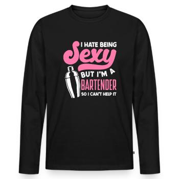 Je suis barmaid et sexy - T-shirt manches longues Premium bio Homme - noir - Devant - Nico (187cm)
