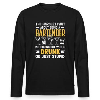 Barkeeper Herausforderung Wer Ist Betrunken Oder - Männer Premium Bio Langarmshirt - Schwarz - Vorne - Nico (187cm)