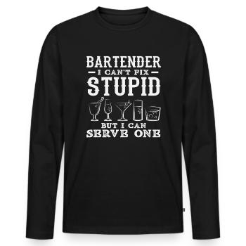 Bartender Ich Kann Stupid Servieren - Männer Premium Bio Langarmshirt - Schwarz - Vorne - Nico (187cm)