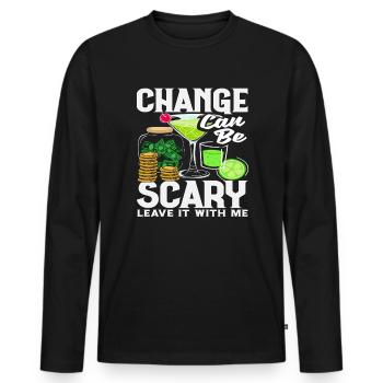 Le changement de barman peut faire peur - T-shirt manches longues Premium bio Homme - noir - Devant - Nico (187cm)